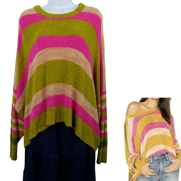 Free People Sweaters - Free People Oversized Stripe Sweater Size Small Slouchy All About You Chenille